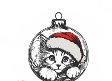 Embroidered Kitten Kitty Cat in Ornament HAND TOWEL