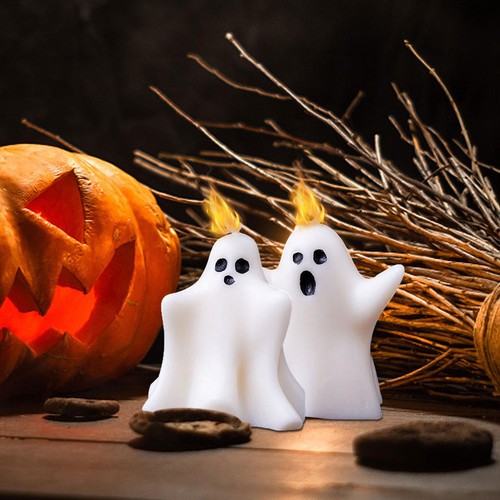 Halloween Ghost Scented Candle Halloween White 3D Ghost Soy Wax Candles Decor
