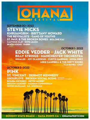 OHANA FESTIVAL 2022 CONCERT POSTER:Stevie Nicks, Eddie Vedder