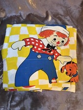 vintage raggedy ann and andy curtain panel pair set yellow checkered SEE PICTURE