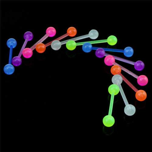 20PCS/Set Luminous Ball Flexible Barbell Stud Tongue Ring Bars Body PiercingS`eo - Picture 2 of 5