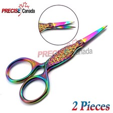 NEW 2 PCS FISH Style Mini Sewing Scissors 3.5'' Titanium-Color Perfect Points
