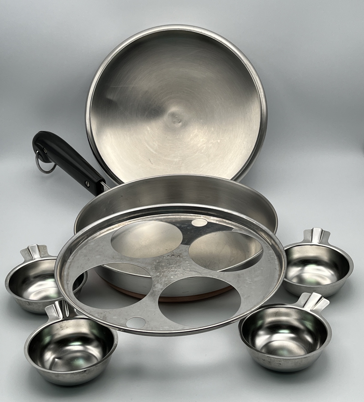 Revere Ware Vintage 1801 Copper Clad Stainless Steel 4 Cup Egg Poacher