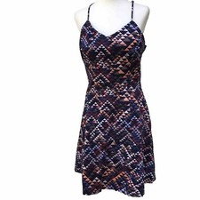 Banana Republic Factory Dress Womens Sz 8 Fit n Flare Multicolor Geometric