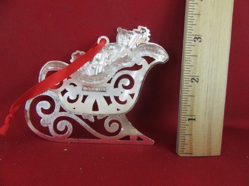 303. LENOX Sparkle and Scroll Frosted Multi Santa's Sleigh Christmas Ornament - Picture 3 of 5