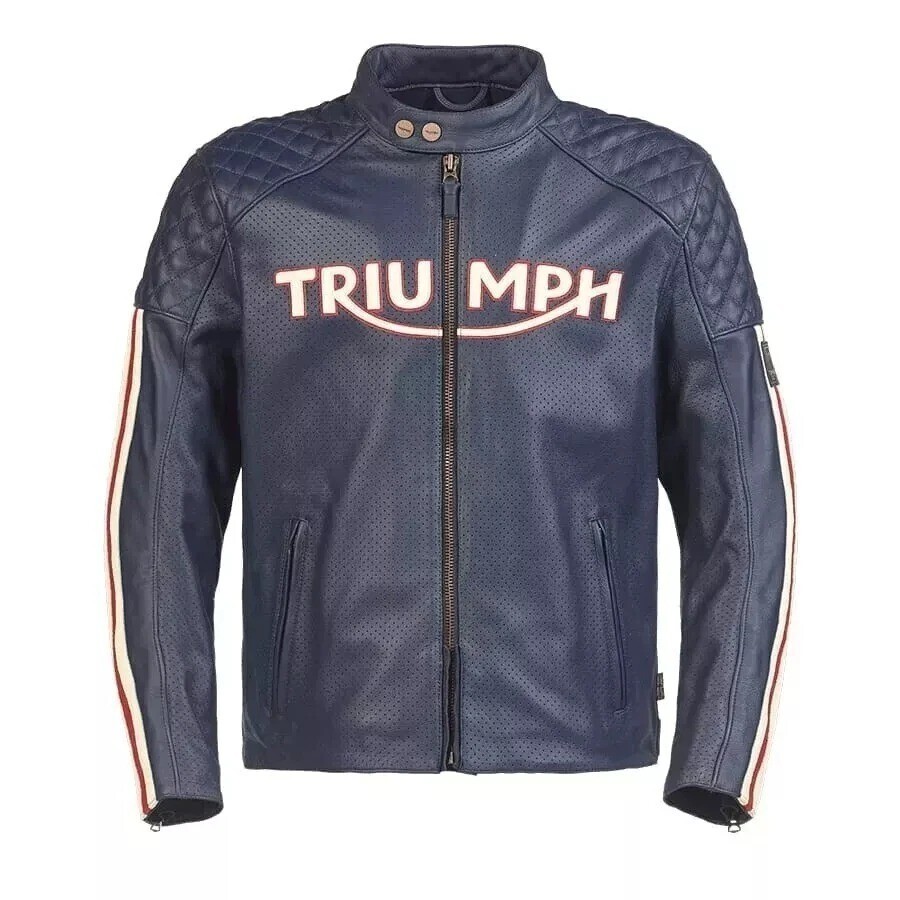 TRIUMPH BRADDANレザージャケットsサイズ Triumph Braddan Motorcycle Leather Jacket Real Biker Cowhide