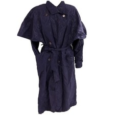 Vintage 80's Womans Print Trench Coat Duster Sz 10 Purple Belted Jacket