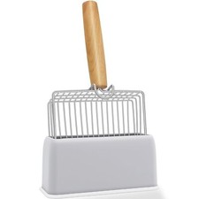 Fast Sifting Cat Litter Scoop with Holder Stand, Stainless Steel Poop Scooper...