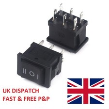 2PCS 6Pin DPDT ON-OFF-ON 3 Position Snap Boat Rocker Switch 6A/250V 10A/125V  AC