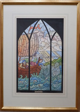 Large Stained Glass Window Design. Watercolour. Mary Graham (1928-1970)
