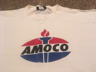 Vintage 1994 AMOCO LOGO t-shirt LARGE Hot Topic Salvage White