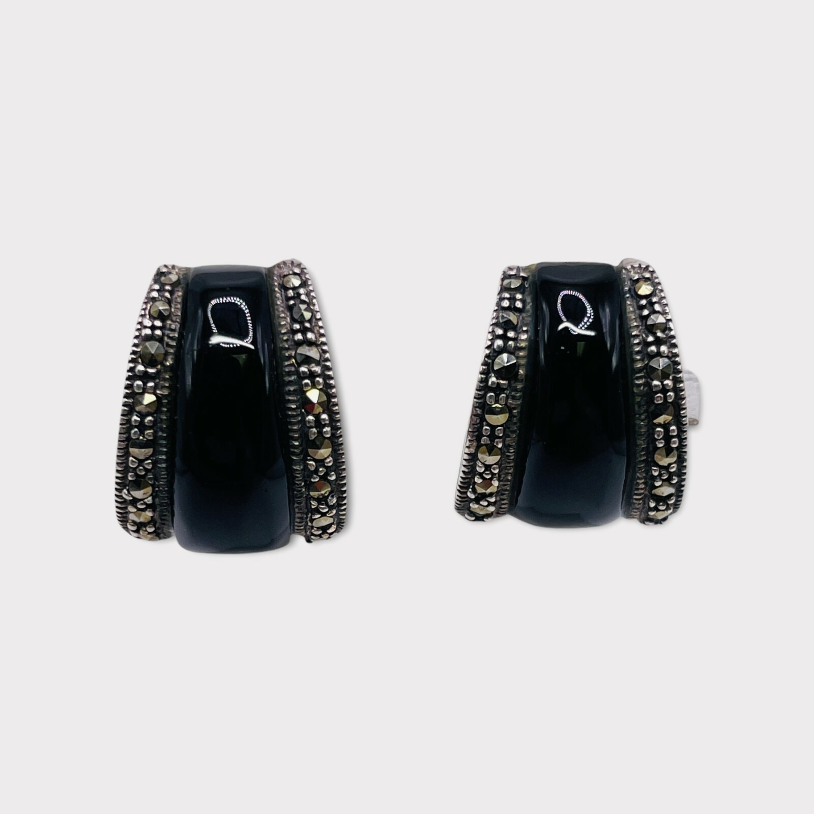 Engraved Sterling Silver Rectangular Black Onyx M… - image 1