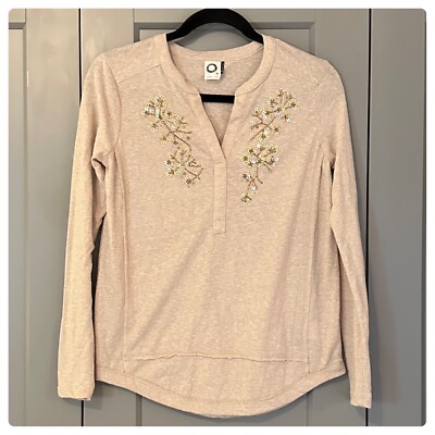 Anthropologie Akemi + Kin Beige Neutrals Sequin Beaded Embellished Top XXS