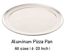 PIZZA PAN Aluminum Standard Weight Wide Rim Baking Tray 6-20 Inch Silver