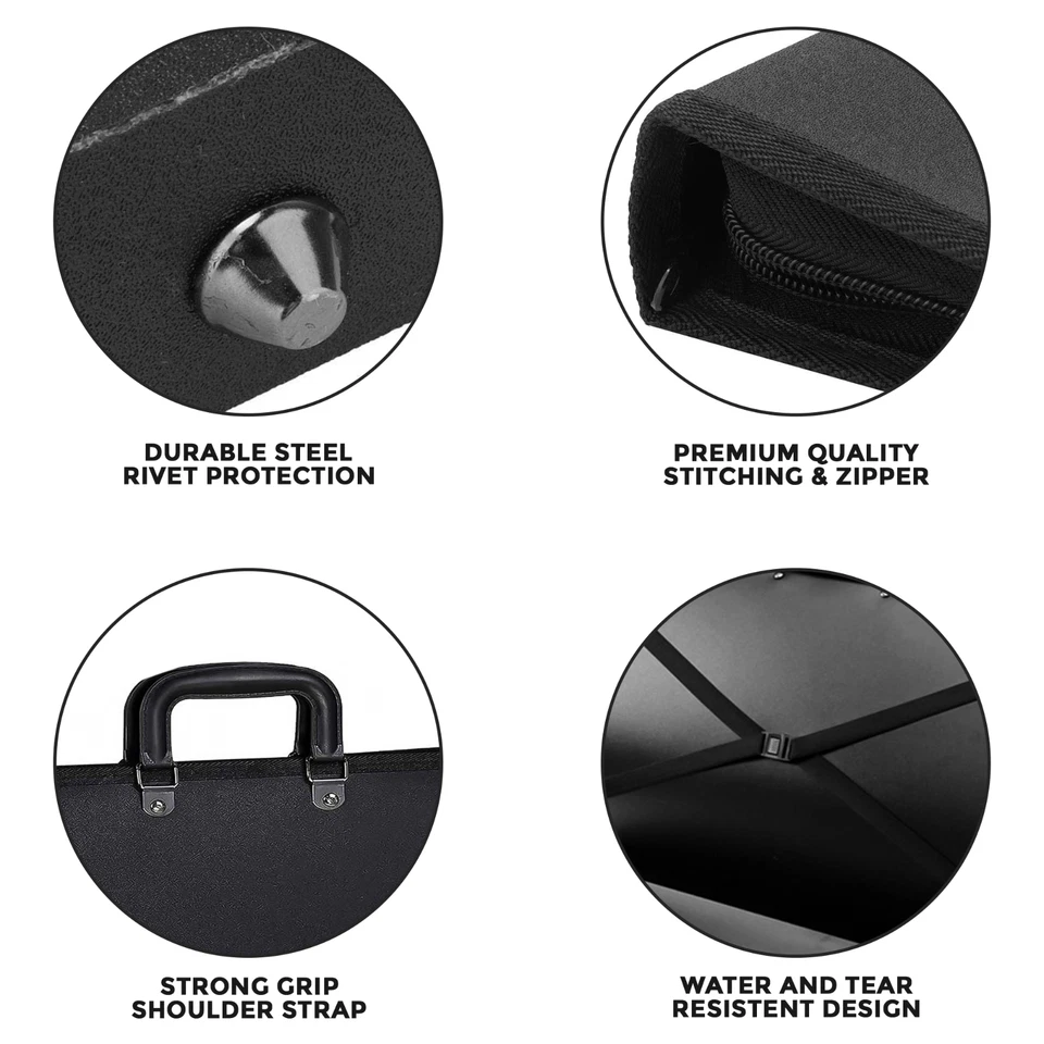 A2 DESIGN PORTFOLIO WATER PROOF BLACK CASE ART WORK PAINTING FOLDER BAG  - Image 4 of 4