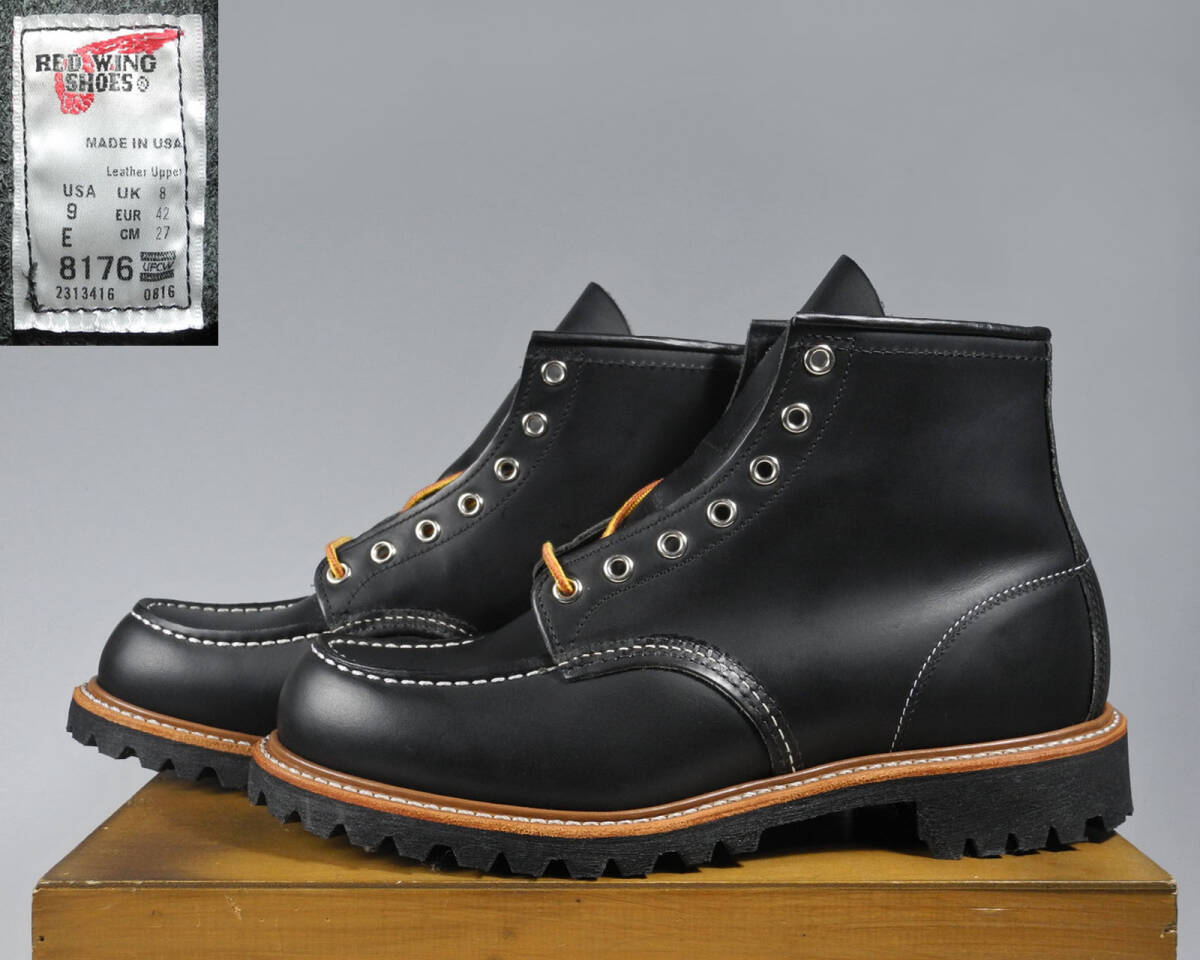 Red Wing Boots 8176 Irish Setter 9E Black Feather Tag Dog Rare 