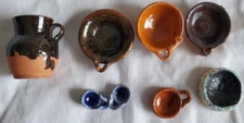 8 Pieces Miniature Pottery Bowls Pitcher Cups Handles Dollhouse Crafts Rustic