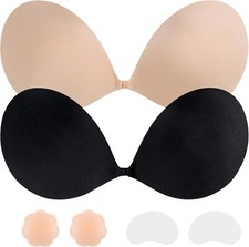 Adhesive Push Up Sticky Bra 2 Pairs Strapless Bra Invisible Backless Size:C 
