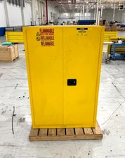 ULINE H-1564M-Y Flammable Liquid Storage Cabinet, 45 Gal. Capacity, No Key