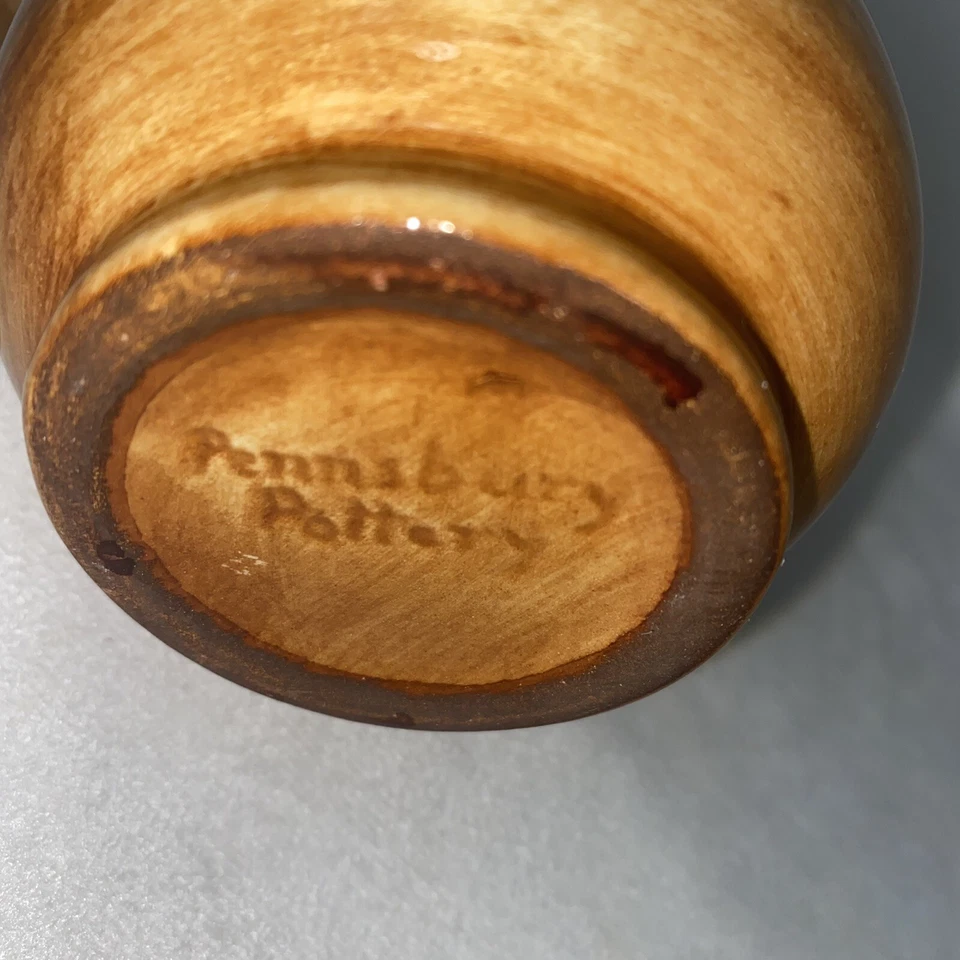Jarra pequeña crema gallo marrón rojo Pennsbury Pottery de colección (16 oz) RTF USADA EN EXCELENTE ESTADO Foto 3 de 4
