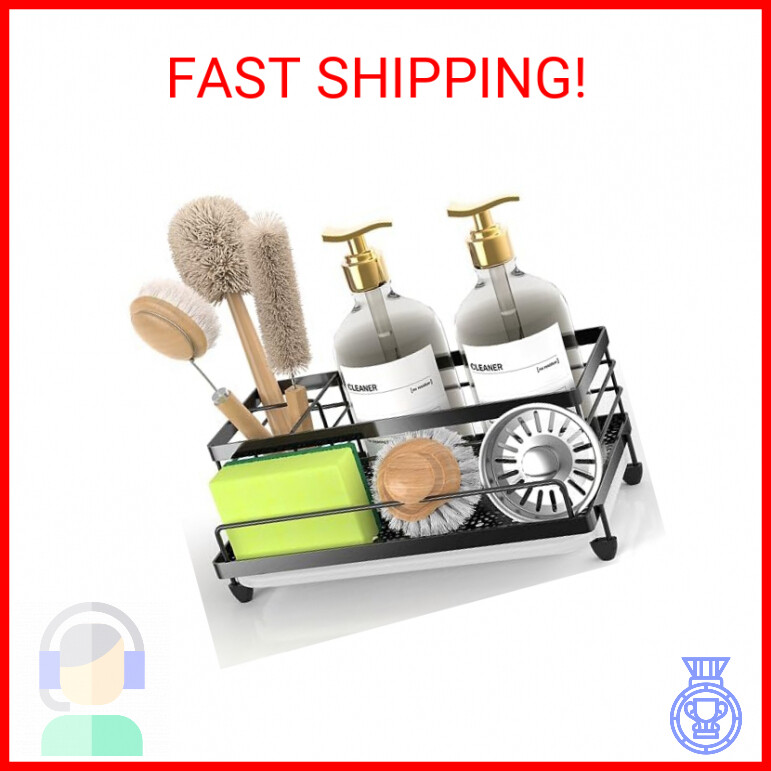 Cisily Sponge Holder , Caddy Organizer, Sink Accessories with Drip Tray, Rustpro-image