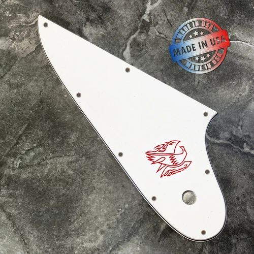 White 3 Ply Pickguard for 2007-2019 Gibson Firebird w/ Red Decal Made in USA