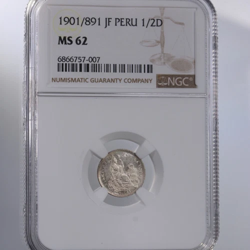 1901/891 JF Peru 1/2D NGC Certified MS62