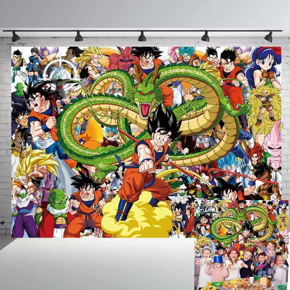 Joyeux Anniversaire Dragon Ball Z Bannière de fond Dragon Ball Z enfants garçons joyeux anniversaire fournitures de fête 7 * 5 pieds | eBay