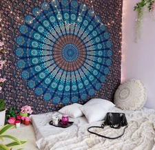 Cotton Mandala Tapestry Indian Hippie Wall Hanging Boho Queen Bedsheet Bedspread
