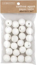 Lia Griffith Cotton Spun Paper Balls 20mm 24/Pkg-White