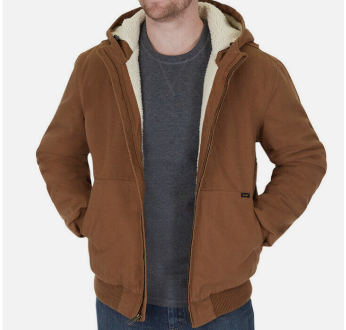 Men's LEE Workwear Bomber Jacket Sherpa Lined Hooded Canvas Men's LEE Workwear Bomber Jacket Sherpa Lined Hooded Canvas