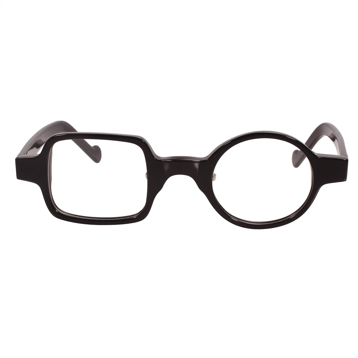 Glasses with one round lens and one square shop lens