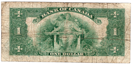 1935 Bank of Canada $1 Dollar Note - Series B - VG - Foto 2 di 2