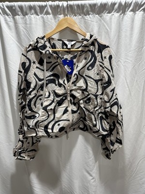 JoyLab Moon Print Hooded Windbreaker Jacket S