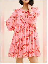 Farm Rio Lobster Print Mini Cotton 2/3 Sleeve Dress size M