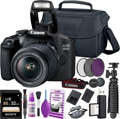 Canon EOS 2000D/Rebel T7 DSLR Camera + 18-55mm III Lens Starter Bundle 01