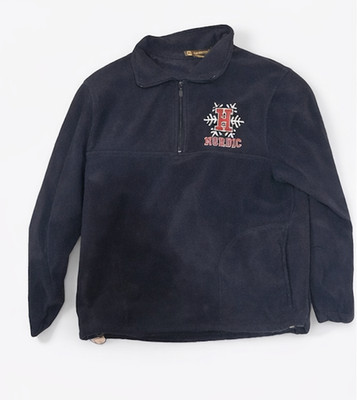 Vintage Harvard Nordic Ski Team Quarter Zip Fleece Pullover Black Mens M