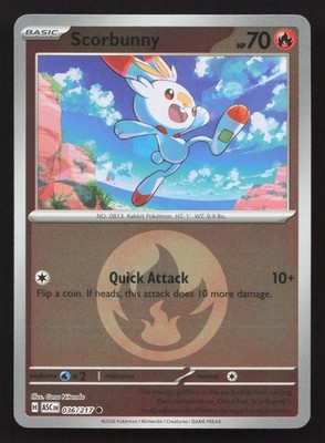 Scorbunny (Energy Symbol) 036/217 Ascended Heroes Reverse Holo Pokemon NM