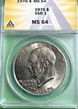 1 dollar Eisenhower 1776 - 1976 "Ike" type 1 ANACS MS64