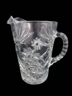 Vintage Anchor Hocking Prescut 54oz 8 Inch Glass Pitcher Hob Stars Palm Trees