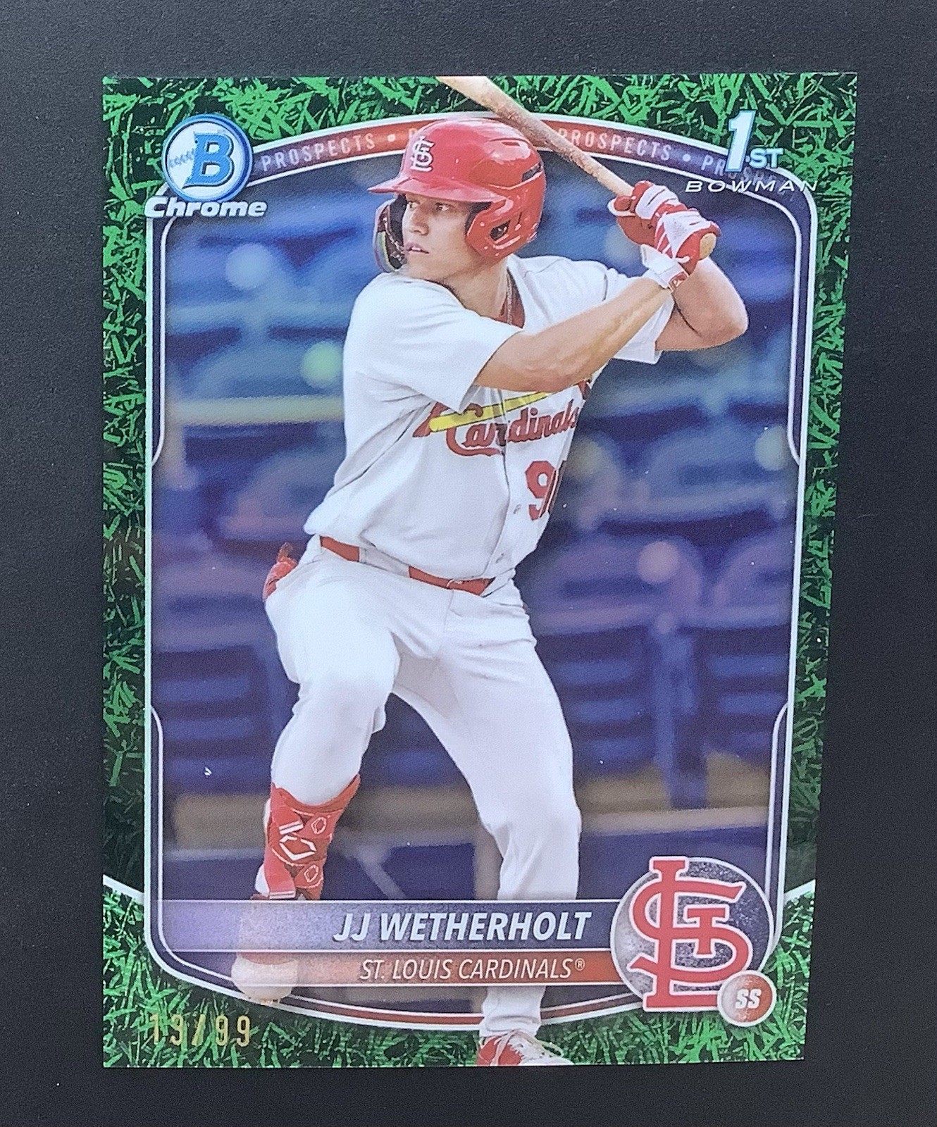 2025 Bowman Chrome JJ Wetherholt #BCP-22 1st Bowman Green Grass Refractor /99 RC