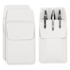 3 Pack Leather Pocket Protector, MultiPurpose Pen Pocket Holds, White