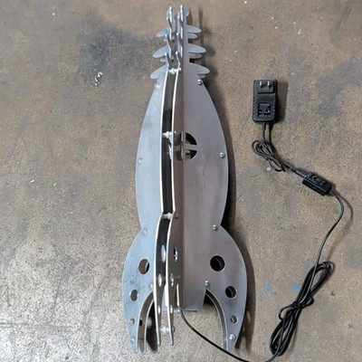 Rocket Lamp . LED Lights .  Handmade Bolted Aluminum- 24'' Tall, 10'' Wide .