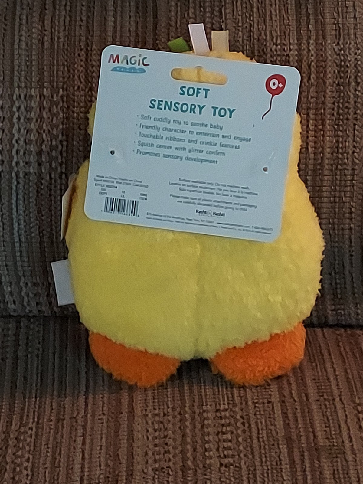 Magic Years Plush Duck chick Baby Soft Sensory Toy Confetti Easter Spring 7"