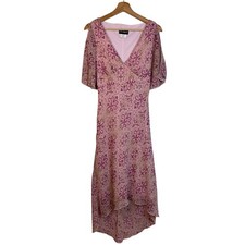 B Smart Vntg Midi Dress Size 7/8 Swirling Paisley  Y2K Fairy V Neck Asymmetric