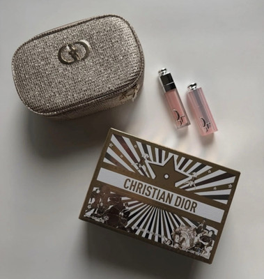 Christian Dior 3-teiliges Make-up-Set: Kosmetiktasche + 2 Lipgloss
