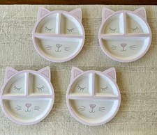 Pottery Barn Kids Cat Face Melamine Plates Set of 4 Pink Kitty/7852