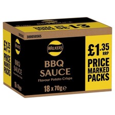 Walkers CRISPS BBQ Sauce 18x70g Free Delivery Fast Dispatch