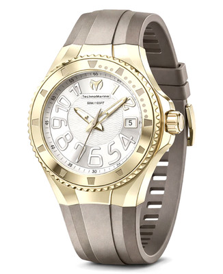 TechnoMarine Lusso Mare TM-225046 Unisex Watch Gold Tone Taupe 44mm New Quartz