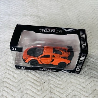 HST Lux 1:36 Orange Black Diecast Sports Car Model Collectible Toy in Box